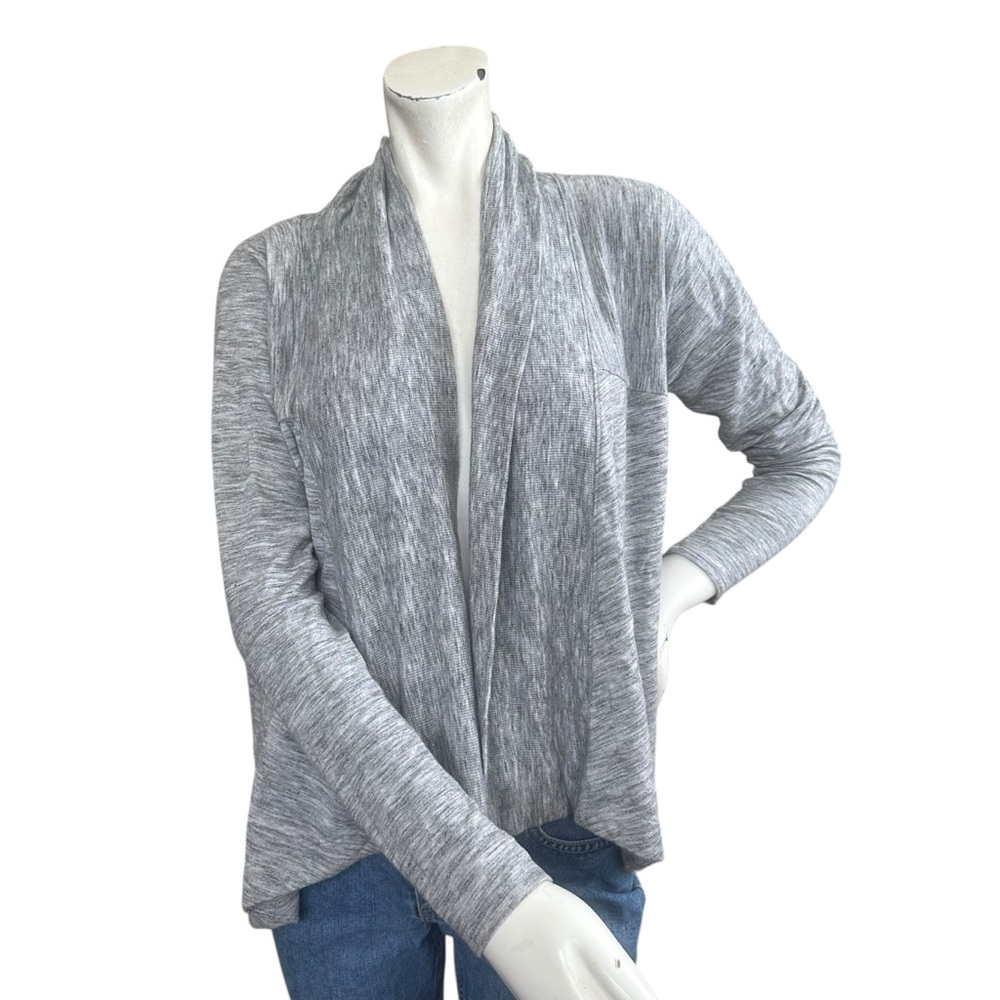 Athleta Light Gray Heathered Open Waterfall Casual Cardigan Size Medium